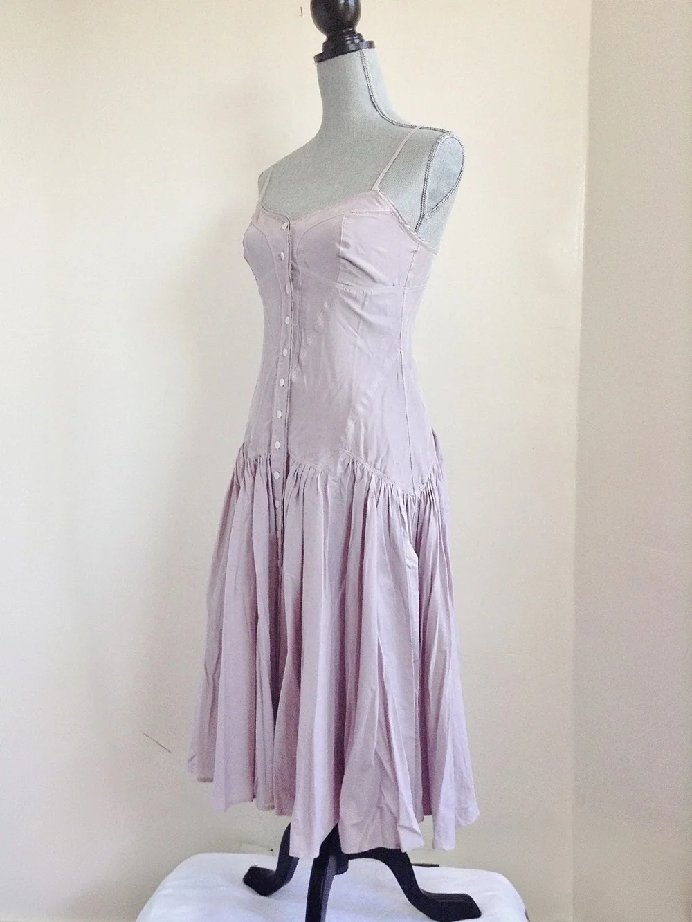 Armani Exchange Archival Lavender Silk Cotton Midi Dress 4 Wedding Guest Summer - Picture 7 of 12